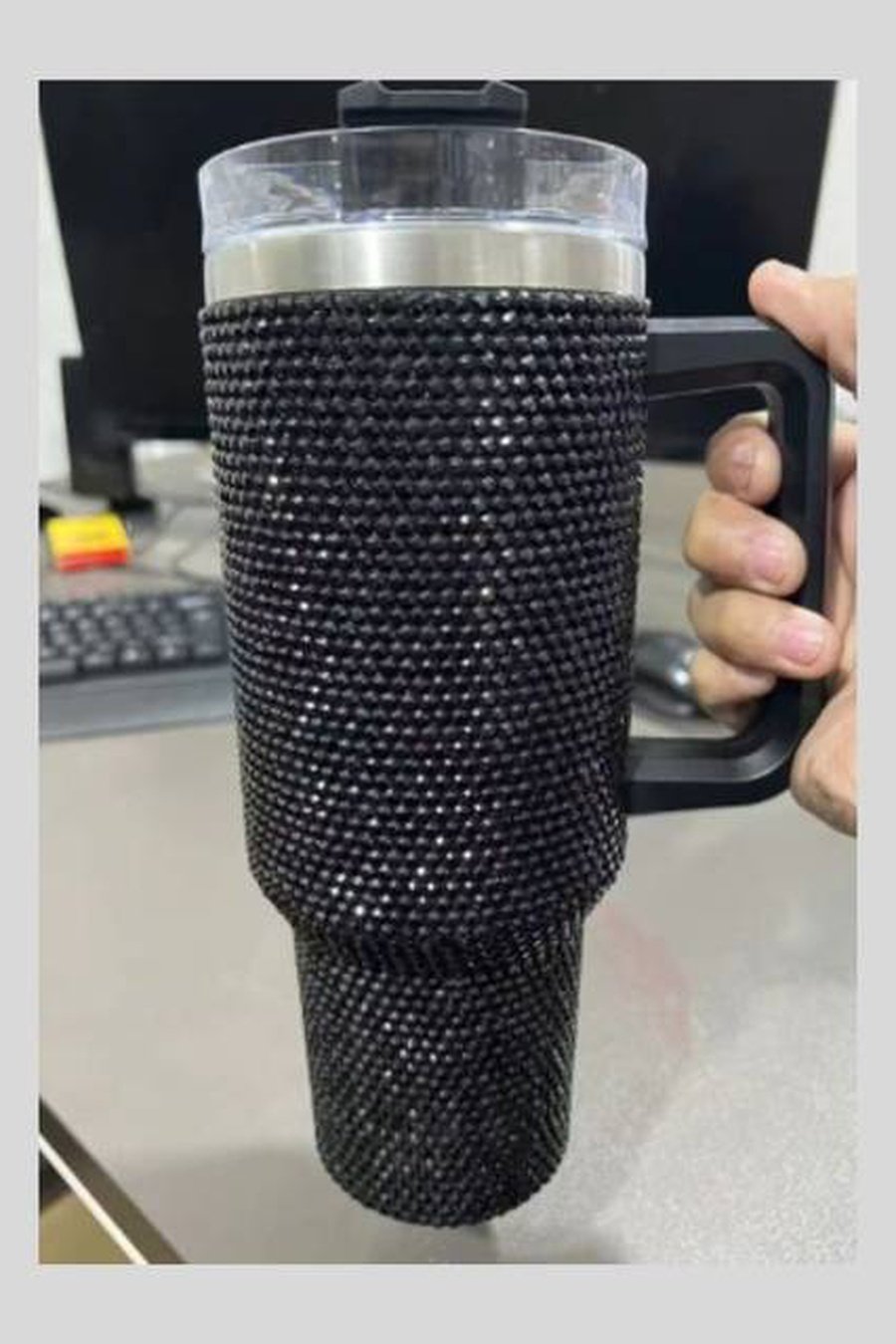 Bling Travel Mug With Handle, Personalized Tumbler With Handle